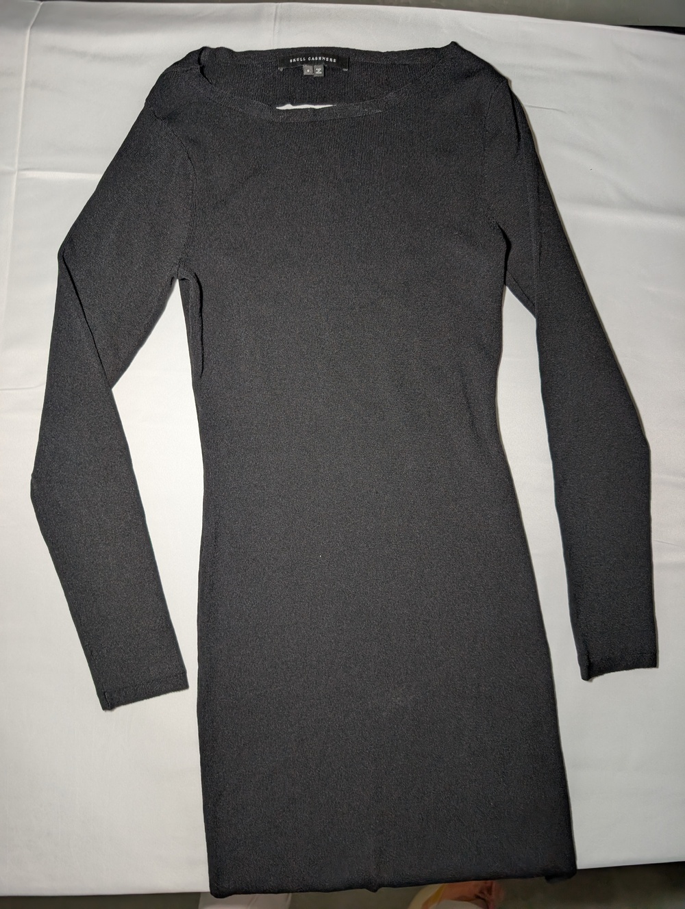 Skull Cashmere Black Long Sleeve Dress, Size S